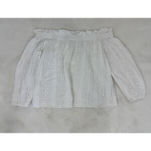 Haute Monde White Eyelet Off Shoulder Top Blouse Large